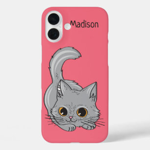 Niedliche Kitten individuelle Name- und Farbtelefo iPhone 16 Plus Hülle
