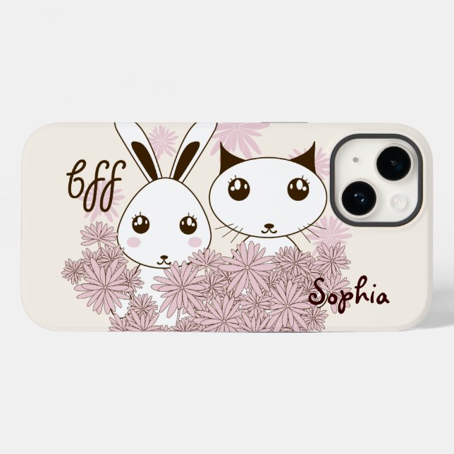 Niedliche Kitten und Bunny Animal Friends Girls Ki Case-Mate iPhone Hülle (Rückseite (Horizontal))