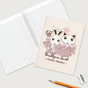 Niedliche Kitten und Bunny Animal Friends Girls Ki Notizbuch