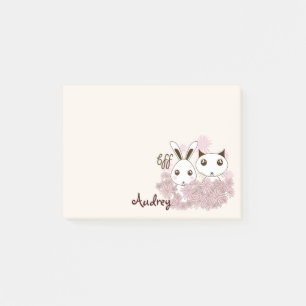Niedliche Kitten und Bunny Animal Friends Girls Ki Post-it Klebezettel