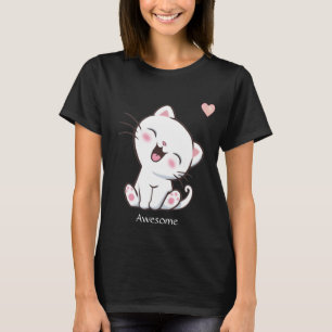 Niedliche Kitty Cat & Heart T - Shirt