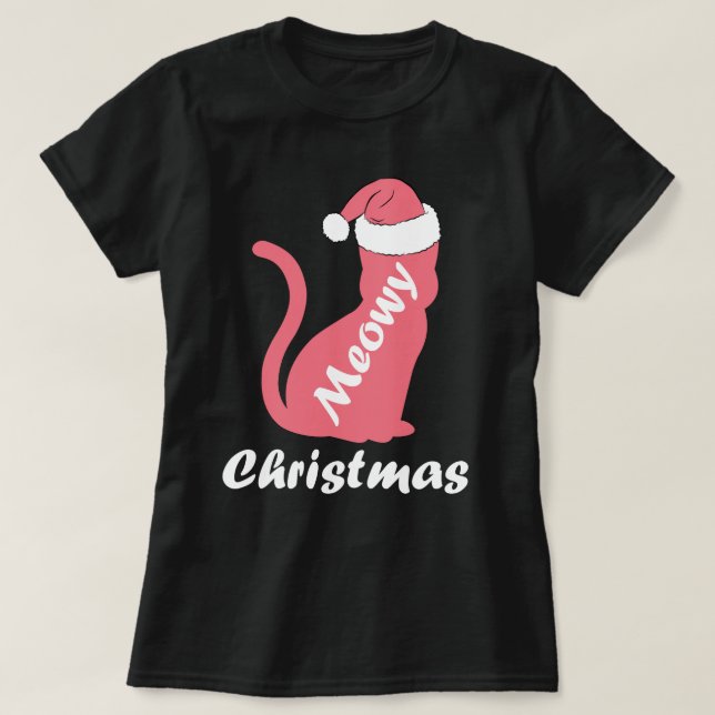 Niedliche Kitty Cat Lover Santa Meowy Weihnachten T-Shirt (Design vorne)