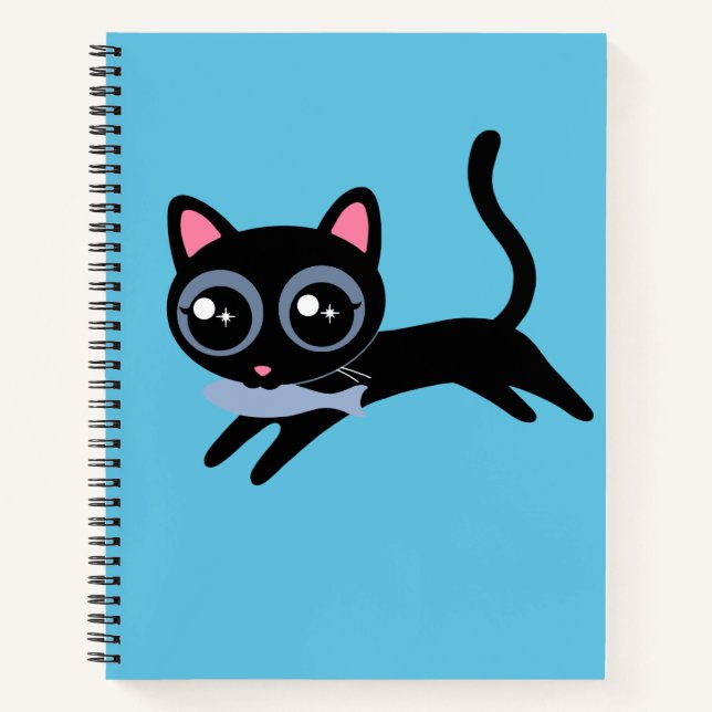 Niedliche Kitty Cat mit Fischgeschenk für Mädchen Notizbuch (Vorderseite)
