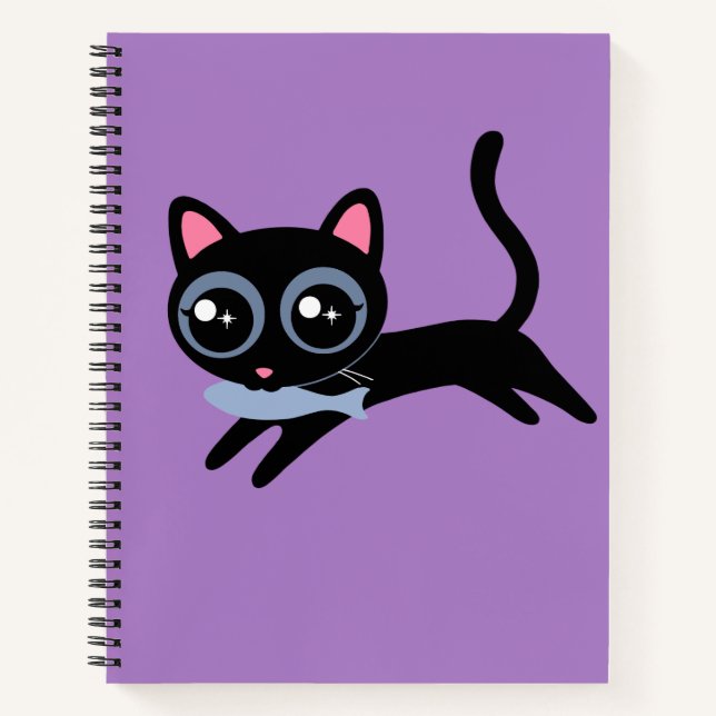 Niedliche Kitty Cat mit Fischgeschenk für Mädchen Notizbuch (Vorderseite)