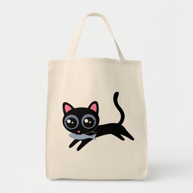 Niedliche Kitty Cat mit Fischgeschenk für Mädchen Tragetasche (Vorne)