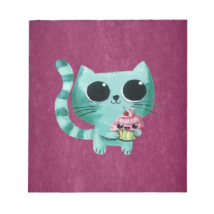 Niedliche Kitty Cat mit Kawaii Cupcake Notizblock