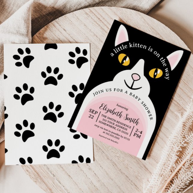 Niedliche Kitty Cat Moderne Arch Girly Babydusche Einladung (Von Creator hochgeladen)