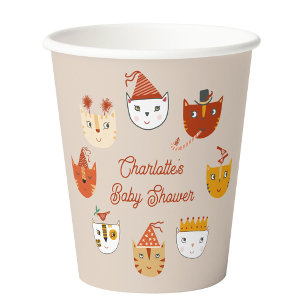 Niedliche Kitty Cat Personalisiert Babydusche Pappbecher