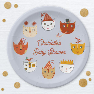 Niedliche Kitty Cat Personalisiert Babydusche Pappteller