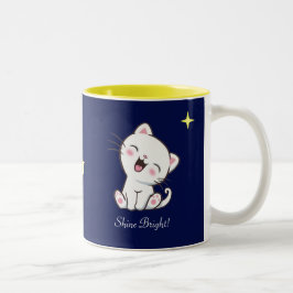 Niedliche Kitty Cat & Star auf Blue Zweifarbige Tasse