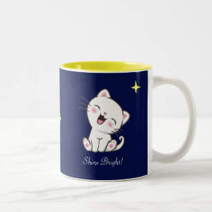 Niedliche Kitty Cat & Star auf Blue Zweifarbige Tasse