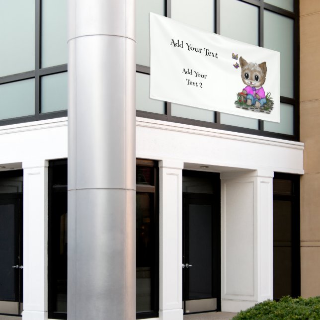 Niedliche Kitty Cat und Butterfly Banner (Äußeres Gebäude)