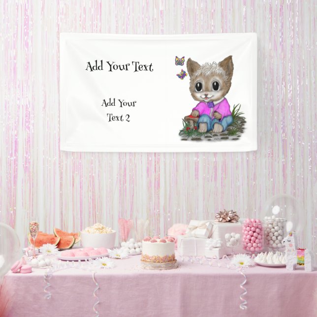 Niedliche Kitty Cat und Butterfly Banner (Party)