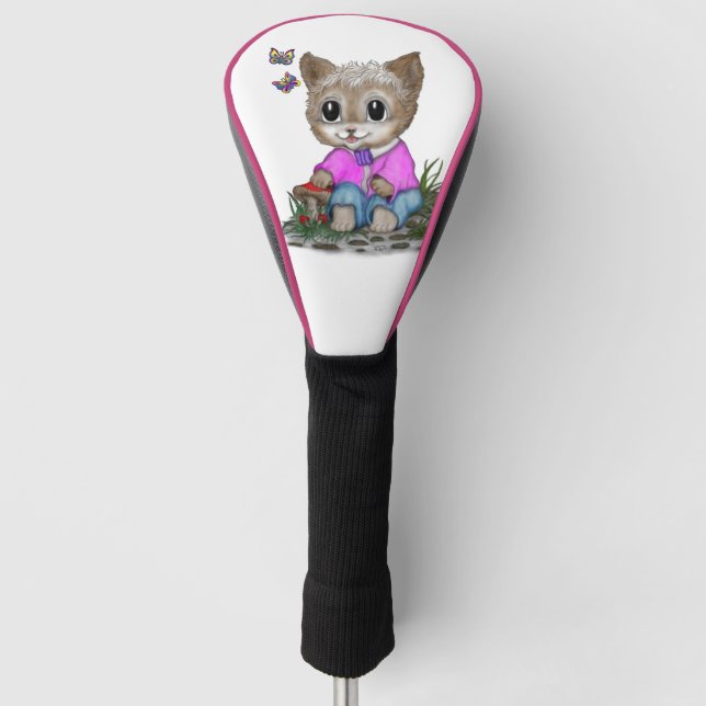 Niedliche Kitty Cat und Butterfly Golf Headcover (Vorderseite)