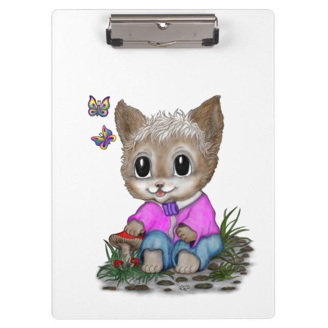Niedliche Kitty Cat und Butterfly Klemmbrett (Vorderseite)