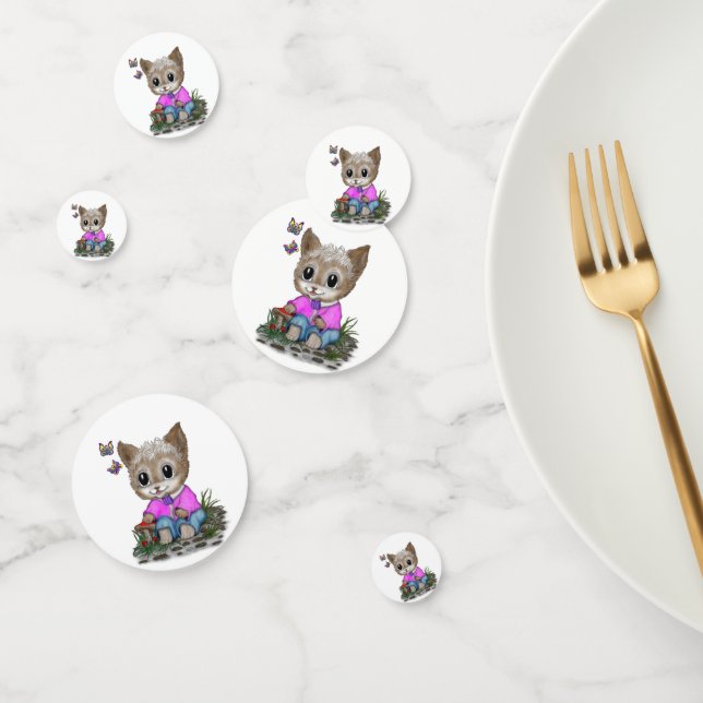Niedliche Kitty Cat und Butterfly Konfetti (Gruppe)