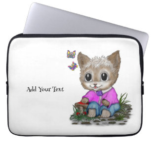 Niedliche Kitty Cat und Butterfly Laptopschutzhülle