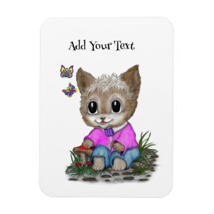 Niedliche Kitty Cat und Butterfly Magnet