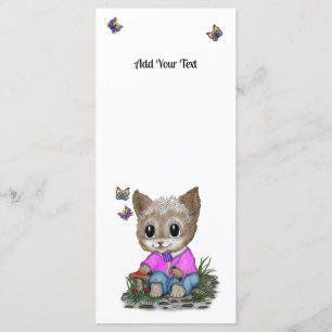 Niedliche Kitty Cat und Butterfly Menükarte