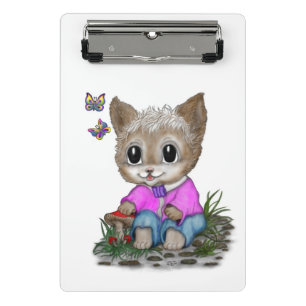 Niedliche Kitty Cat und Butterfly Mini Klemmbrett