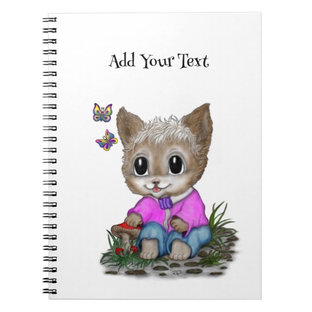 Niedliche Kitty Cat und Butterfly Notizblock (Vorderseite)