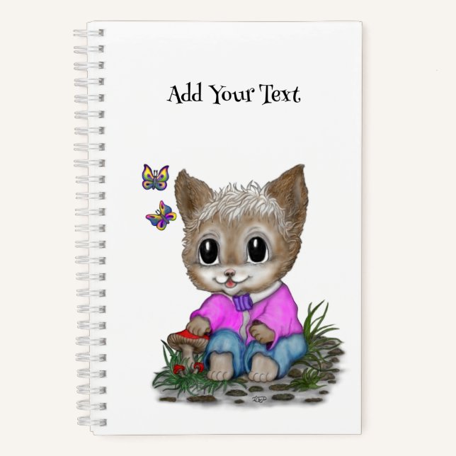 Niedliche Kitty Cat und Butterfly Notizbuch (Vorderseite)