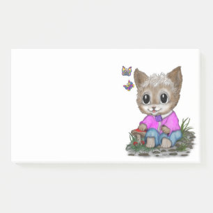 Niedliche Kitty Cat und Butterfly Post-it Klebezettel