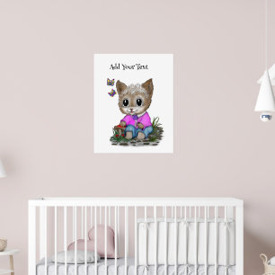 Niedliche Kitty Cat und Butterfly Poster