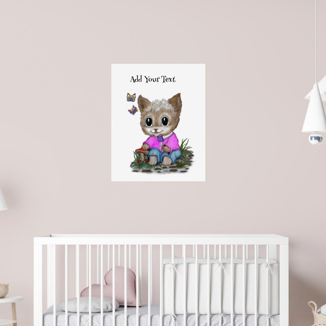Niedliche Kitty Cat und Butterfly Poster (Kinderzimmer 2)