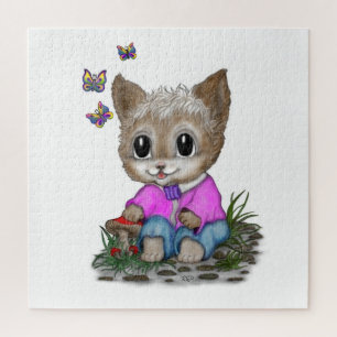 Niedliche Kitty Cat und Butterfly Puzzle