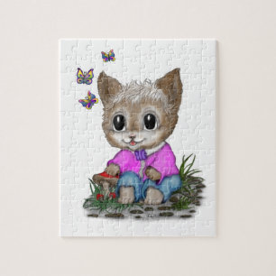 Niedliche Kitty Cat und Butterfly Puzzle