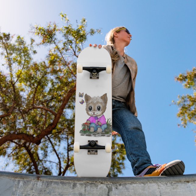 Niedliche Kitty Cat und Butterfly Skateboard (Außenbereich 1)
