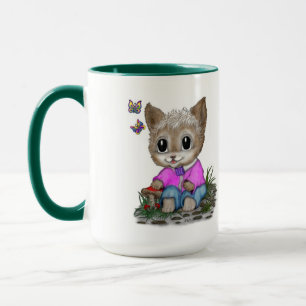 Niedliche Kitty Cat und Butterfly Tasse
