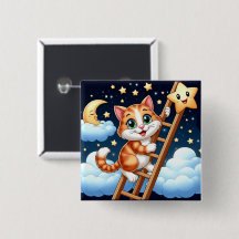 Niedliche Kitty Climbs Ladder zum Mond