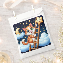 Niedliche Kitty Climbs Ladder zum Mond Geschenktütchen