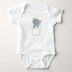 Niedliche Kitty Clipart Cat in Pocket Cat Lover De Baby Strampler