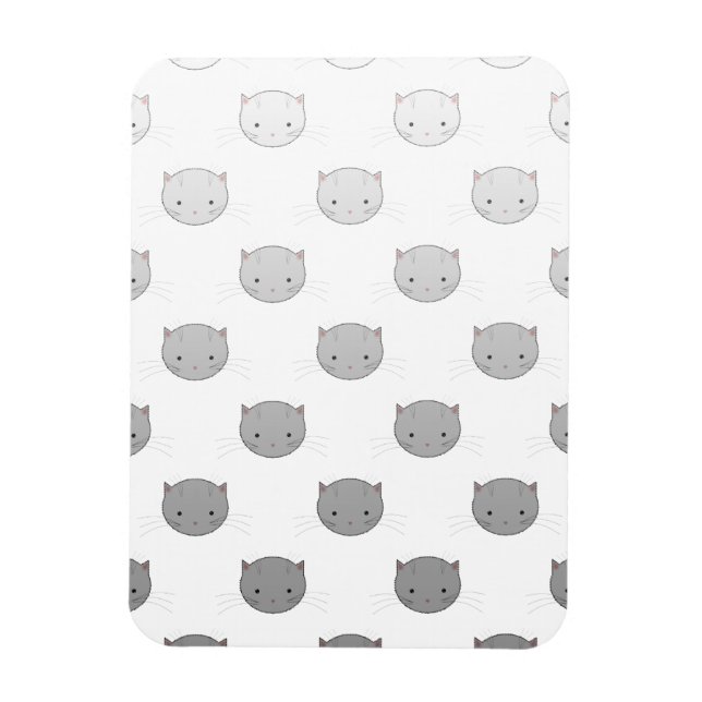Niedliche Kitty Faces in Schwarz-weiß Grau Magnet (Vertikal)
