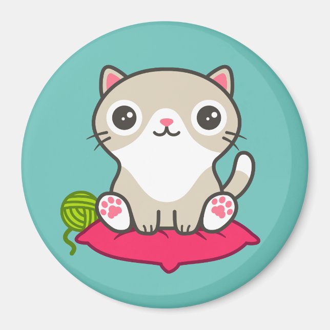 Niedliche Kitty Illustration Magnet (Vorne)