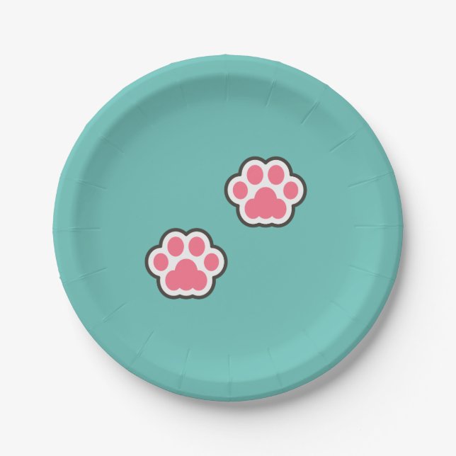 Niedliche Kitty Illustration Pappteller (Vorderseite)