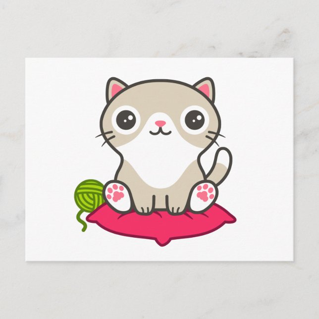 Niedliche Kitty Illustration Postkarte (Vorderseite)