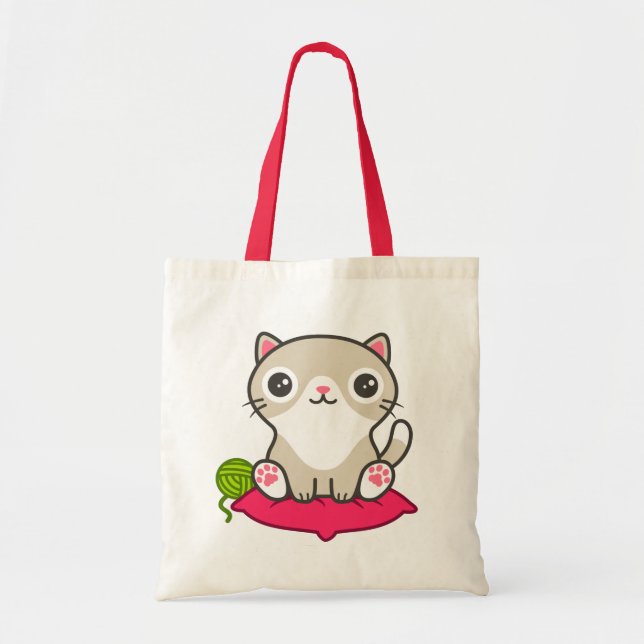 Niedliche Kitty Illustration Tragetasche (Vorne)
