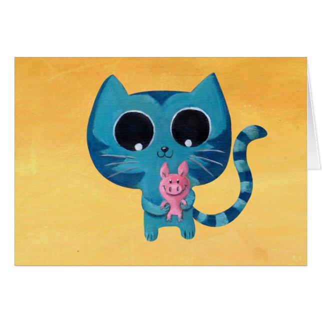 Niedliche Kitty-Katze und Schwein (Vorderseite (Horizontal))