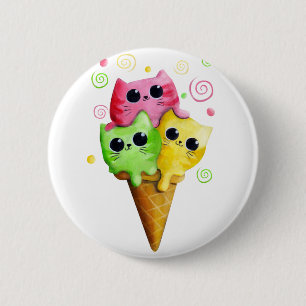 Niedliche Kitty-Katzen-Eiscreme Button