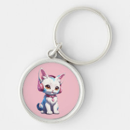 Niedliche Kitty mit Kopfhörer Magie Schlüsselanhänger