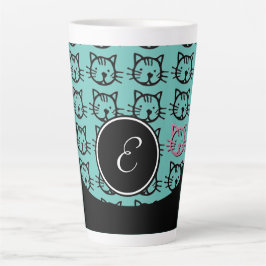 Niedliche Kitty (schwarz, aquamarin und rosa) Milchtasse