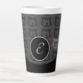 Niedliche Kitty (schwarz, dk grau und pink) Milchtasse