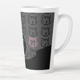 Niedliche Kitty (schwarz, dk grau und pink) Milchtasse