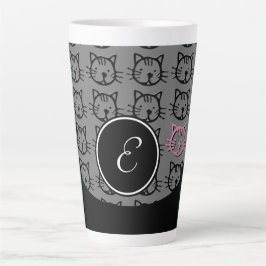 Niedliche Kitty (schwarz, grau und rosa) Milchtasse