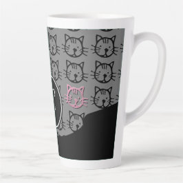 Niedliche Kitty (schwarz, grau und rosa) Milchtasse