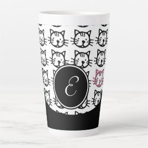 Niedliche Kitty (schwarz, weiß und rosa) Milchtasse